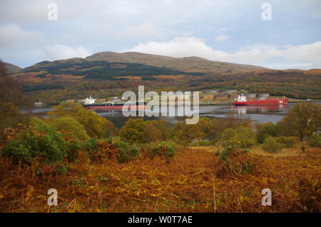 Finnart Oil Terminal. Ardgartan péninsule. Le Loch Lomond et Cowal façon. La péninsule de Cowal. Highlands. L'Écosse. UK Banque D'Images