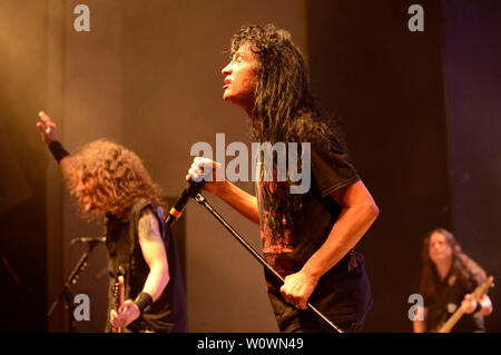 Hanovre, Allemagne. 26 Juin, 2019. Joey Belladonna d'Anthrax vivent dans la capitale. Hanovre, 26.06.2019 | Conditions de crédit dans le monde entier : dpa/Alamy Live News Banque D'Images