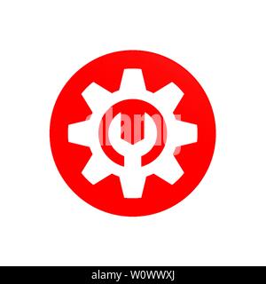 Mécanicien engins circulaire rouge Icône Symbole vecteur modèle de conception de logo graphique Illustration de Vecteur