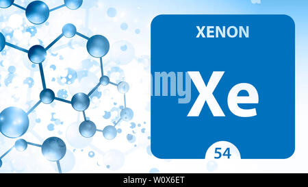 Xénon Xe élément chimique. Inscrivez-xénon avec numéro atomique. 54 de l'élément chimique tableau périodique. Tableau périodique des éléments avec le numéro atomique, nous Banque D'Images
