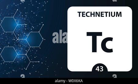 Le technétium 43 élément. Alcalino-terreux. L'élément chimique du tableau périodique de Mendeleïev. Le technétium dans square cube creative concept. Chimie, de labo Banque D'Images