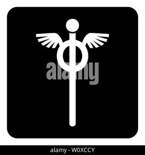 Un personnel en noir et blanc de l'icône de Hermes Illustration de Vecteur