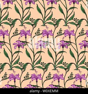 Imprimé sur bois sur toute transparente motif floral ethnique. Motif oriental traditionnel de l'Inde Mogul avec des bouquets de rose sur fond écru. Illustration de Vecteur