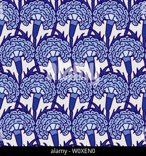 Imprimé sur bois la teinture à l'indigo sur tous les ethniques transparente motif floral. Motif oriental traditionnel de l'Inde, fleurs du Rajasthan, avec blue Illustration de Vecteur