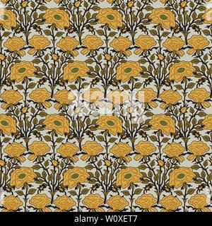 Imprimé sur bois sur toute transparente motif floral ethnique. Motif oriental traditionnel de l'Inde avec des bouquets de roses jaunes sur fond écru. Illustration de Vecteur