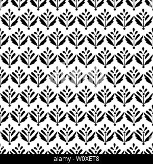Tous les monochromes sur bois transparent imprimé motif floral. Ornement ethnique Indien oriental traditionnel, noir sur fond blanc. Design Textile Illustration de Vecteur