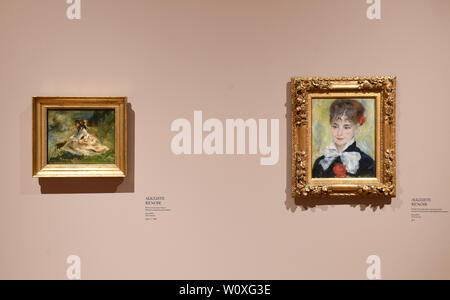 Prague, République tchèque. 28 Juin, 2019. La Galerie Nationale à Prague (NGP) va ouvrir une grande exposition l'impressionnisme français - Chefs-d'Ordrupgaard Collection avec 60 œuvres le 29 juin 2019 dans le Palais Kinsky, à Prague, en République tchèque. Sur la photo sont vus peintures d'Auguste Renoir à l'exposition, le 28 juin. Photo : CTK Michal Krumphanzl/Photo/Alamy Live News Banque D'Images