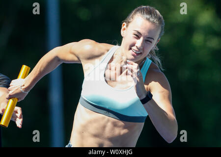 Arnhem, Pays-Bas. 27 Juin, 2019. ARNHEM, 27-06-2019, Papendal centre de formation, Nadine Visser pendant les 4 x 100 m relais formation de l'équipe néerlandaise : Crédit Photos Pro/Alamy Live News Banque D'Images