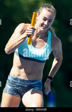 Arnhem, Pays-Bas. 27 Juin, 2019. ARNHEM, 27-06-2019, Papendal centre de formation, Nadine Visser pendant les 4 x 100 m relais formation de l'équipe néerlandaise : Crédit Photos Pro/Alamy Live News Banque D'Images