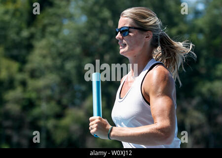 Arnhem, Pays-Bas. 27 Juin, 2019. ARNHEM, 27-06-2019, centre de formation, Papendal Dafne Schippers pendant les 4 x 100 m relais formation de l'équipe néerlandaise : Crédit Photos Pro/Alamy Live News Banque D'Images