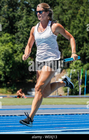 Arnhem, Pays-Bas. 27 Juin, 2019. ARNHEM, 27-06-2019, centre de formation, Papendal Dafne Schippers pendant les 4 x 100 m relais formation de l'équipe néerlandaise : Crédit Photos Pro/Alamy Live News Banque D'Images