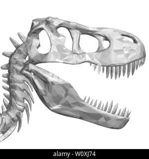 Tête de dinosaure polygonales. Crâne de dinosaure avec des dents pointues. Vue de côté. 3D. Vector illustration Illustration de Vecteur