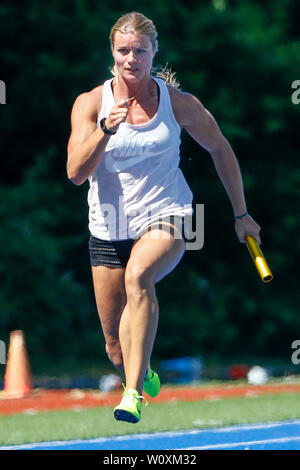 Arnhem, Pays-Bas. 27 Juin, 2019. ARNHEM, 27-06-2019, centre de formation, Papendal Dafne Schippers pendant les 4 x 100 m relais formation de l'équipe néerlandaise : Crédit Photos Pro/Alamy Live News Banque D'Images