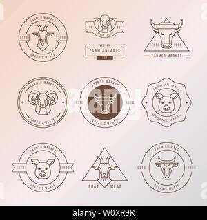 Une grande collection de logos vectoriels pour les agriculteurs, les épiceries et autres industries. Illustration de Vecteur