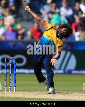 Le tournoi Lasith Malinga du Sri Lanka lors du match de groupe de la coupe du monde de cricket de l'ICC à Riverside Durham. Banque D'Images