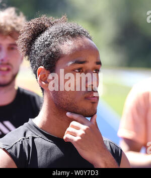 27 juin 2019 Papendal, les Pays-Bas 4x100m Formation estafette V.l.n.r : Formation Elabeidi estafetteploegen Jamiro 4 x 100 m Papendal Banque D'Images