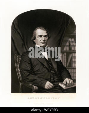 Andrew Johnson (1808-75), 17e président des États-Unis, la tête et épaules Portrait, gravure, Samuel Sartain, publié par Rice & Allen, Chicago, et Samuel Sartain, Philadelphia, 1866 Banque D'Images