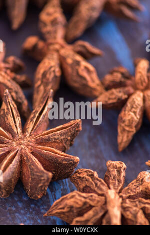 Anis étoile sur un fond dans les tons bleus Banque D'Images