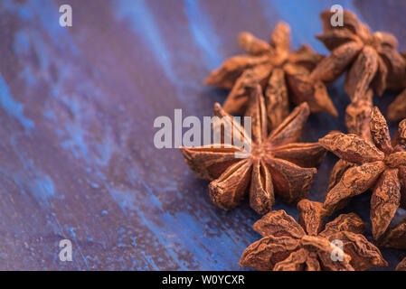 Anis étoile sur un fond dans les tons bleus Banque D'Images