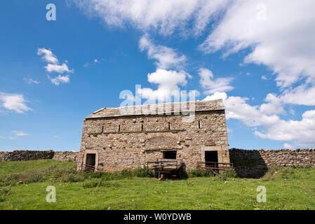 Une vache traditionnelle maison / grange à foin dans le Yorkshire Dales National Park près de Aysgarth, Wensleydale. Banque D'Images