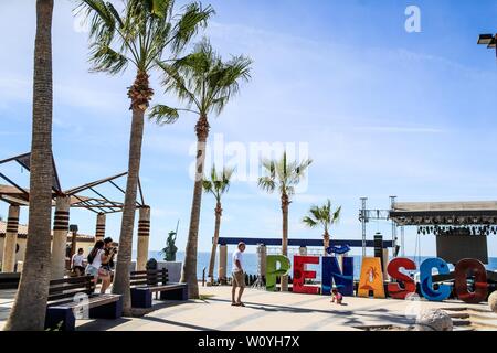 Lettres de différentes couleurs avec le mot Peñasco dans la destination touristique appelé Puerto Peñasco, Sonora, Mexique. laza ou malecon de l'desti Banque D'Images