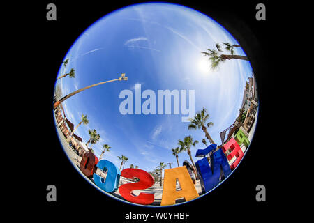 Lettres de différentes couleurs avec le mot Peñasco dans la destination touristique appelé Puerto Peñasco, Sonora, Mexique. laza ou malecon de l'desti Banque D'Images