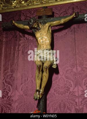 CRISTO CRUCIFICADO - SIGLO XVI - MANIERISMO ESPAÑOL. Auteur : ANDRÉS OCAMPO. Emplacement : IGLESIA DE LOS NEGRITOS. Sevilla. Séville. L'ESPAGNE. Banque D'Images