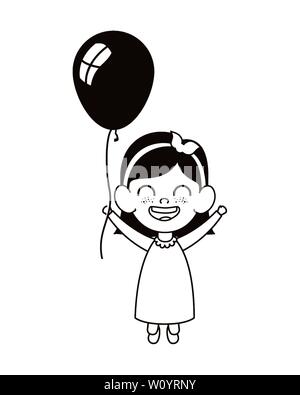 Silhouette of baby girl smiling avec hélium ballon en main Illustration de Vecteur