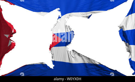 Détruit Cuba Drapeau, fond blanc, 3D Rendering Banque D'Images