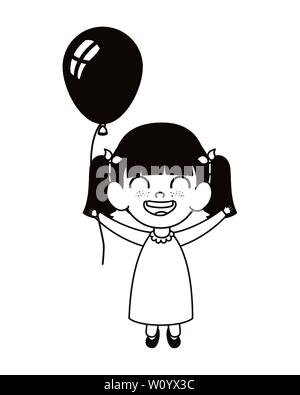 Silhouette of baby girl smiling avec hélium ballon en main Illustration de Vecteur