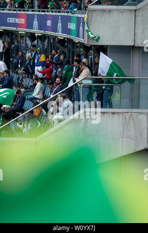 26 Juin, 2019 - Le Pakistan les partisans de passion soutenir leur équipe contre la Nouvelle-Zélande à Birminghan Edgebaston, pendant la Coupe du Monde de la CCI 2019 Banque D'Images