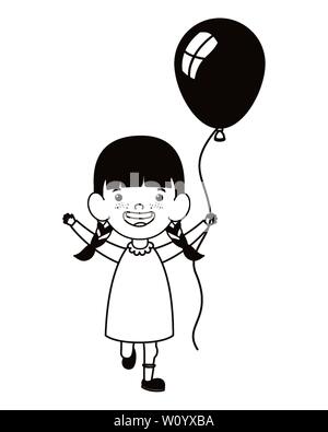 Silhouette of baby girl smiling avec hélium ballon en main Illustration de Vecteur