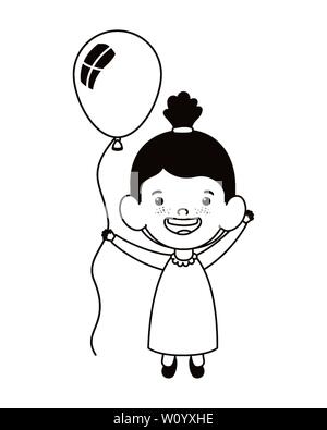 Silhouette of baby girl smiling avec hélium ballon en main Illustration de Vecteur