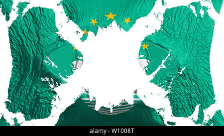 Macao drapeau déchiré voletant dans le vent, sur fond blanc, 3D Rendering Banque D'Images