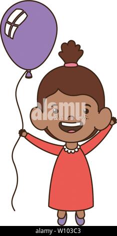 Baby Girl smiling avec hélium ballon en main Illustration de Vecteur