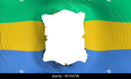 Le trou carré dans le drapeau du Gabon Banque D'Images