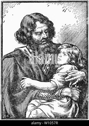 Gravure de William c. (Privilégiez 893 - 942) second gouverneur de Normandie, avec son fils Richard I (932 - 996), également connu sous le nom de Richard sans peur. À partir d'une édition ancienne de la petite Duke. Banque D'Images