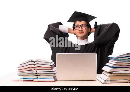 Young handsome student isolated on white Banque D'Images