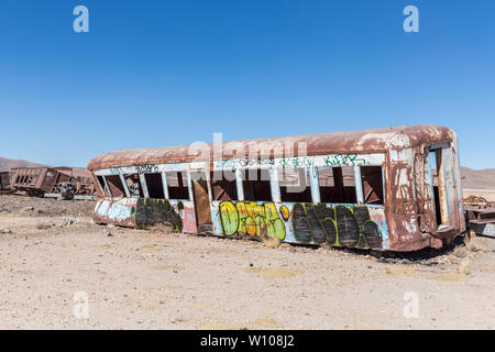 Cimetière des trains à Uyuni, Bolivie Banque D'Images