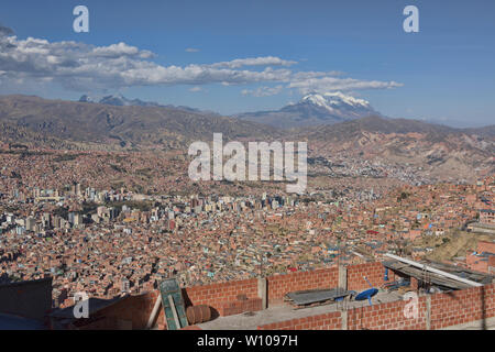 Vue de La Paz et de El Alto, Illimani Bolivie Banque D'Images