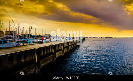 Singapour - Mar 16, 2019 : Raffles Marina donnant sur le Tuas Second lien - Singapore Causeway le deuxième à la Malaisie. Banque D'Images