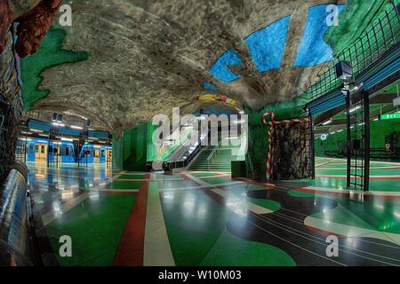 La station de métro Kungstradgarden, Tunnelbana, Stockholm, Suède Banque D'Images