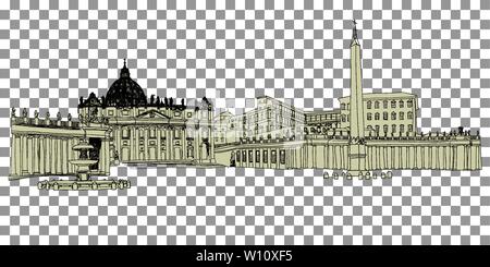 Vatican croquis dessinés à la main libre. Vector illustration. Illustration de Vecteur
