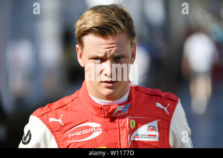 Mick SCHUMACHER (Prema), Formule 2, action, seule image, une seule image, portrait, portrait, portrait.1 : GP d'Autriche, Red Bull Ring Zeltweg, Spielberg, saison 2019, sur l'utilisation dans le monde entier 28.06.2019 | Banque D'Images