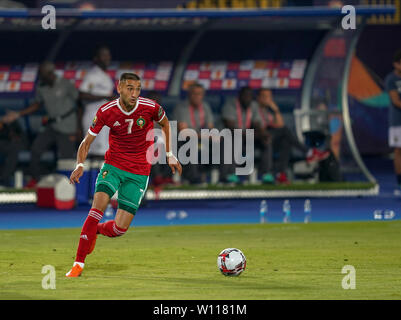 Le Caire, Égypte. 28 Juin, 2019. Hakim Ziyach du Maroc lors de la coupe d'Afrique des Nations 2019 match entre le Maroc et la Côte d'Ivoire à la CÃ'te d'Ivoire au Caire, Égypte. Ulrik Pedersen/CSM/Alamy Live News Banque D'Images