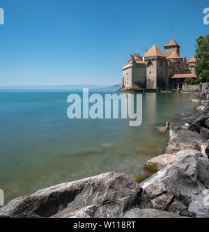 Montreux, VD / Suisse - 31 mai 2019 : l'historique château de Chillon au bord du lac de Genève Banque D'Images