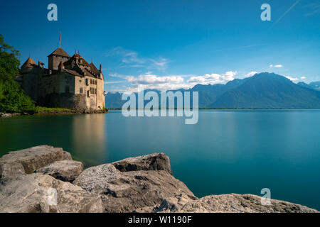 Montreux, VD / Suisse - 31 mai 2019 : l'historique château de Chillon au bord du lac de Genève Banque D'Images