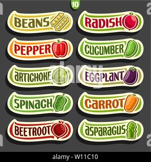 Les étiquettes pour les légumes de vecteur Illustration de Vecteur