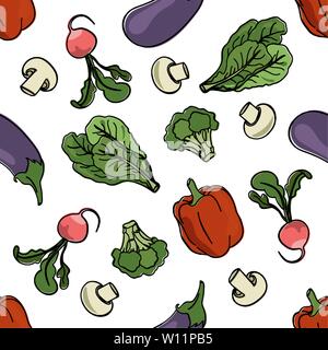 Mélange de légumes végétarien Paleo Alimentation Naturelle Une bonne nutrition motif transparent pour l'impression d'illustration vectorielle et de décoration en tissu Illustration de Vecteur