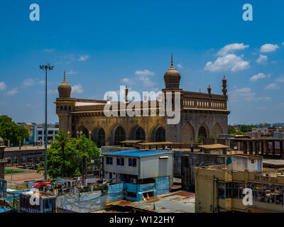 Hyderabad, Inde - 17 juin 2019 : La Mecque Masjid ou La Mecque Masjid, mosquée de congrégation situé près de Charminar Banque D'Images